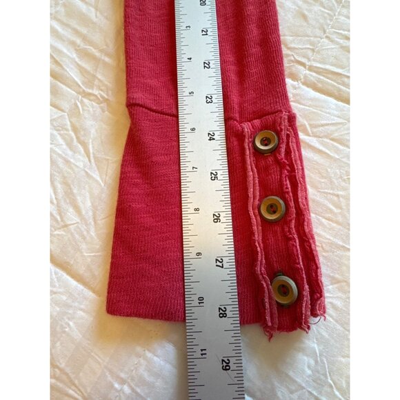 Braeve Womens M Long Sleeve Orange Rust Top Tunic V-Neck Button Cuff Raw Hem - Picture 7 of 8